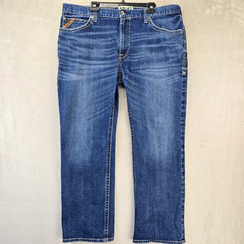 Ariat M4 Jeans Mens 40x32 Relaxed Boot Cut Blue Denim Medium Wash Western Cowboy